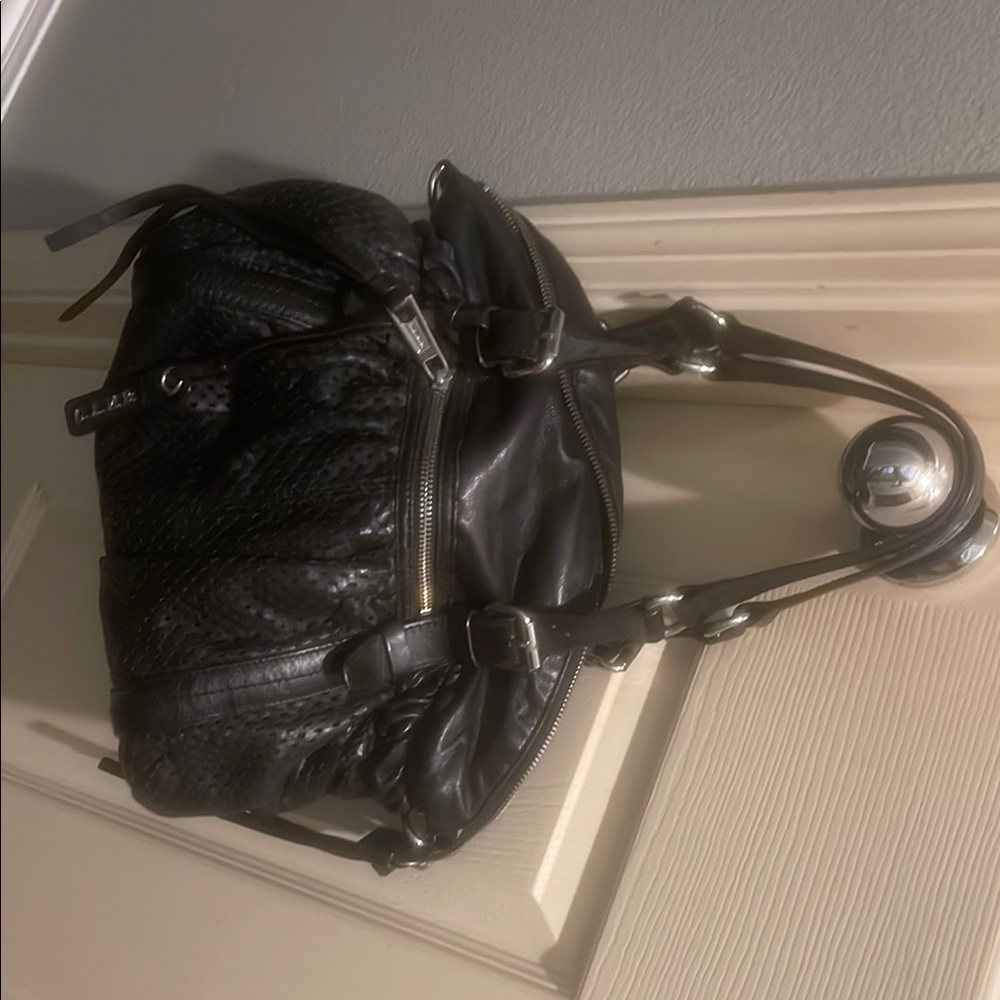Gwen Stefani L. A.M.B.Black Slouchy Shoulder Bag with Textured Material